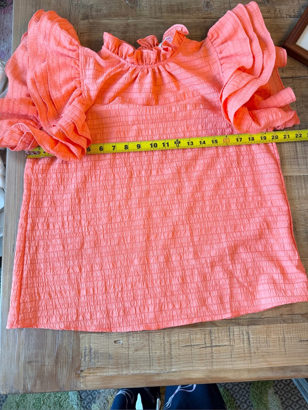 THML Coral/Orange Flutter Sleeve Blouse. Women’s Sz-S Dopamine | Feminine - Picture 9 of 9